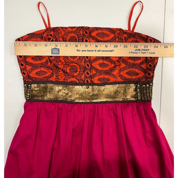 Anthropologie Floreat Women's Strapless Pink Orange Sequin Dress Size 0 - Picture 7 of 10